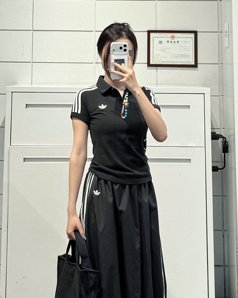 ADIDAS ORIGINALS 黑色 POLO衫 三線 修身 短TEE 短袖 上衣 KD7974