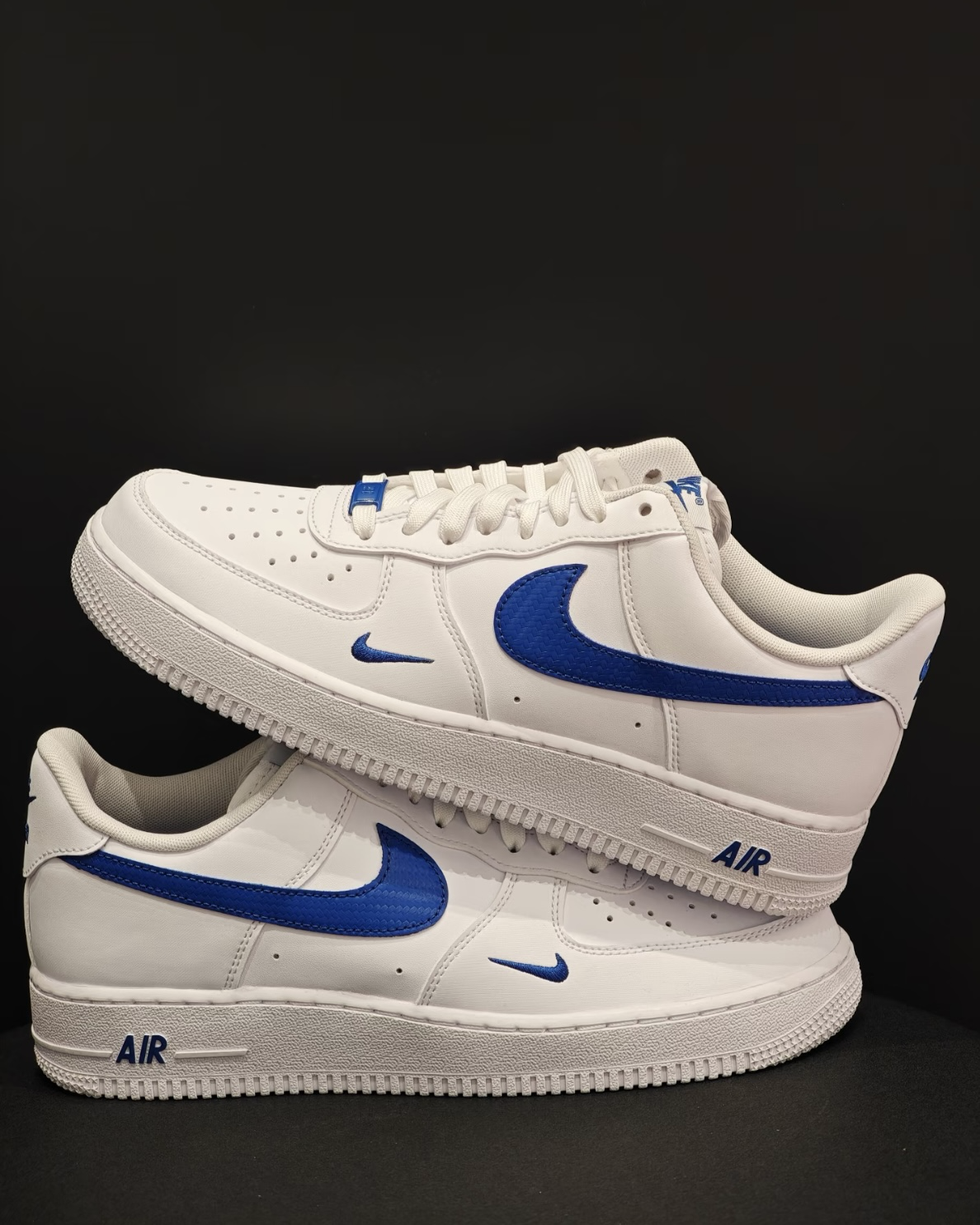 NIKE AIR FORCE 1 '07 皇家藍白 刺繡小勾 碳纖維勾 低筒休閑鞋 男鞋 IV5732-100