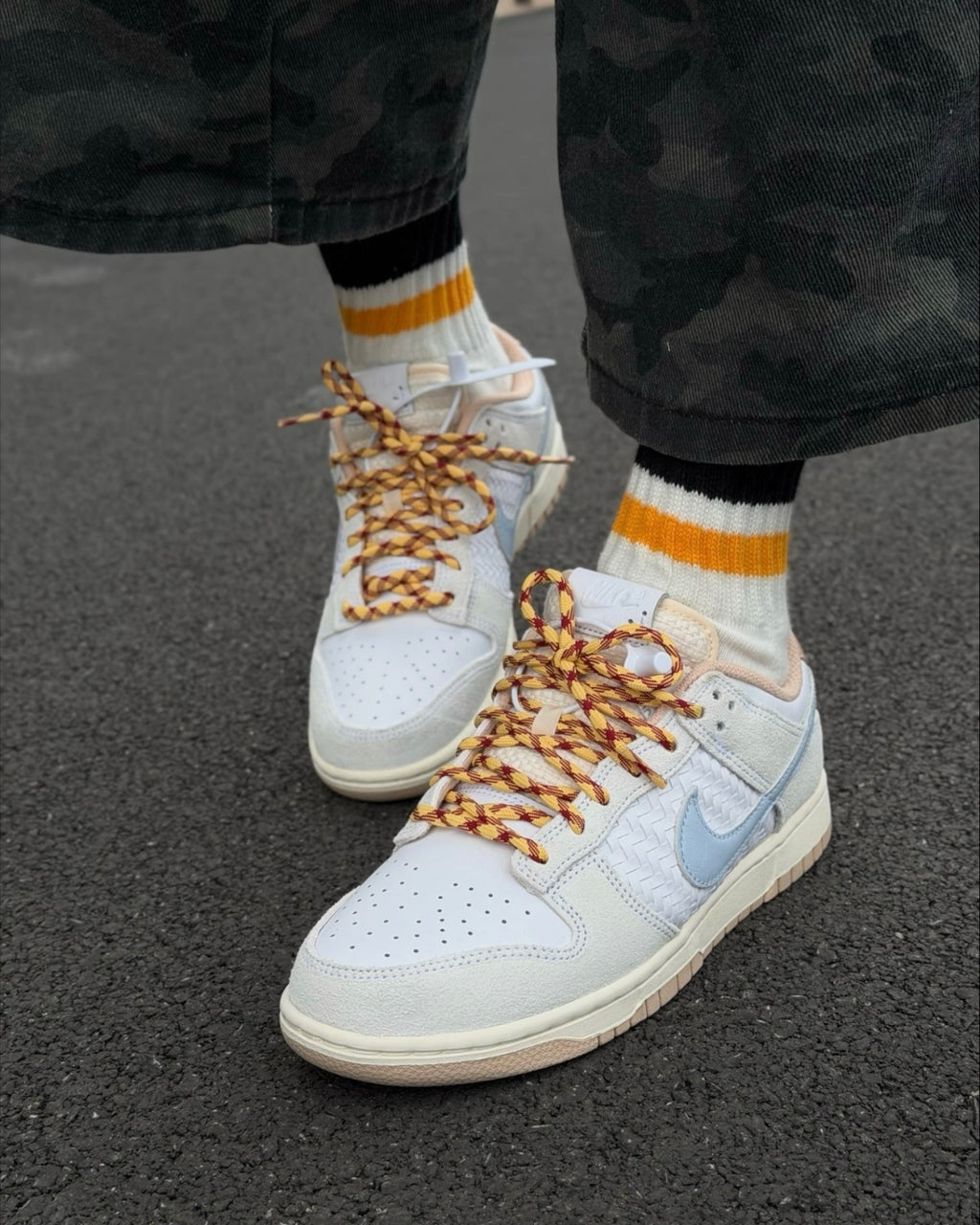 NIKE DUNK LOW RETRO SE STYLE 米白藍 編織 麻皮 皮革 男鞋 IW2016-141