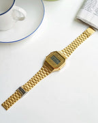 CASIO 卡西歐 VINTAGE A168 金色復古數位多功能防水可調式錶帶手錶小方錶