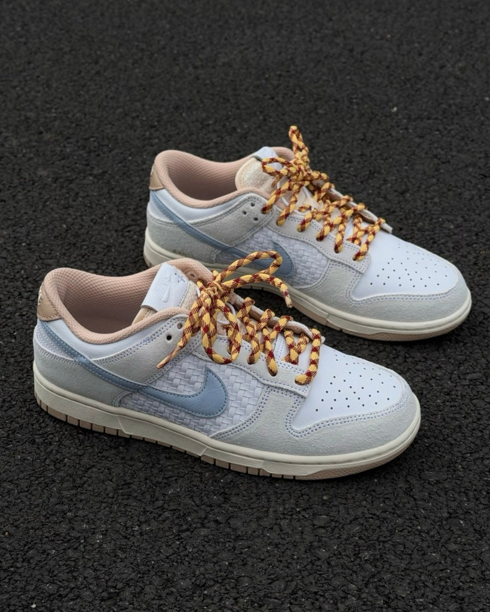 NIKE DUNK LOW RETRO SE STYLE 米白藍 編織 麻皮 皮革 男鞋 IW2016-141