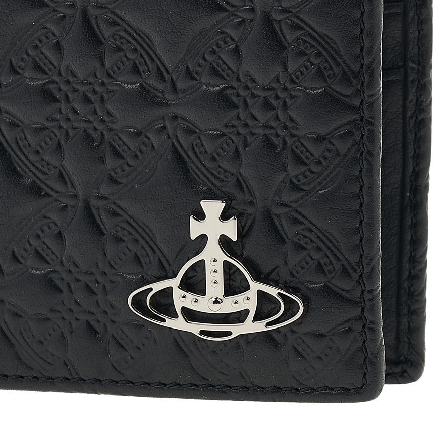 Vivienne Westwood Viv Embossed 浮雕 黑色 短夾 皮夾 土星 西太后 薇薇安