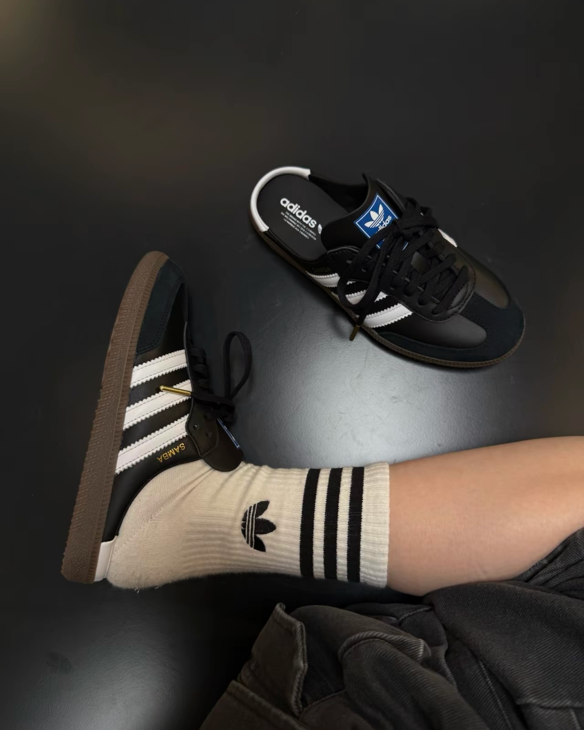 Adidas Samba OG Mule 經典麼皮焦糖底穆勒鞋半拖懶人鞋白色黑色 LB3814 LB3815