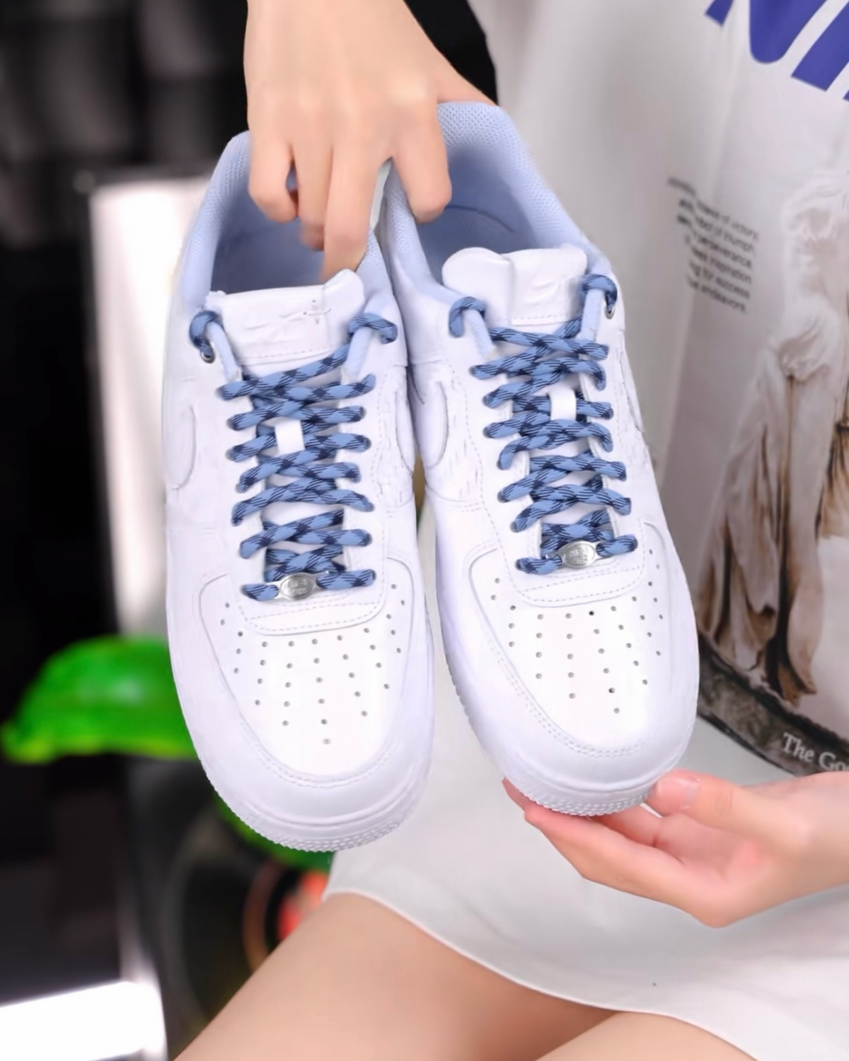 NIKE AIR FORCE 1 '07 LV8 白藍 編織 格子 休閒鞋 男鞋 IW1892-111