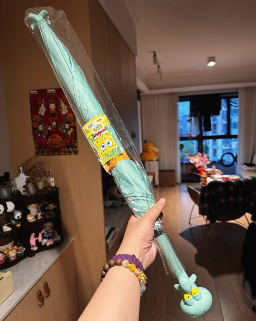 正版授權海綿寶寶 章魚哥 可自立 長柄雨傘 直骨傘