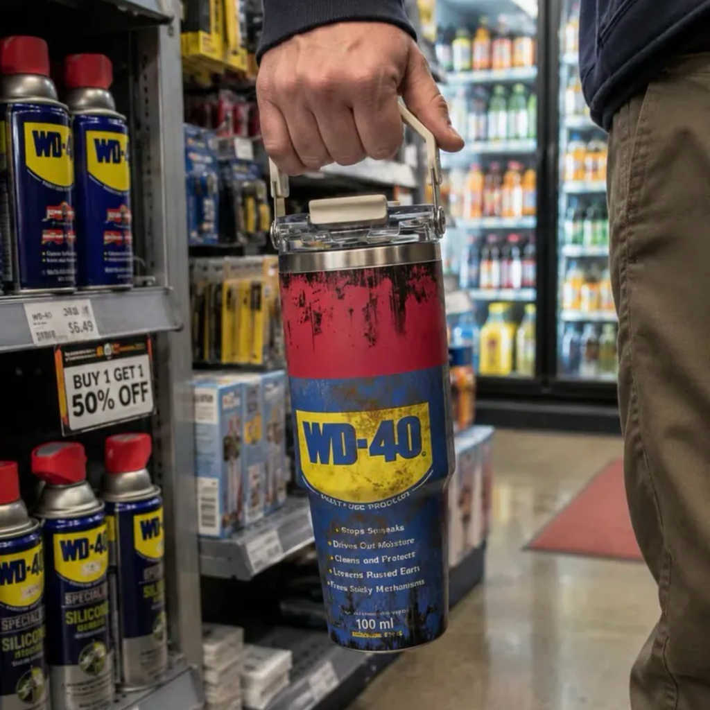 WD-40造型 作舊 手提保溫杯 雙飲杯 不锈鋼 850ml