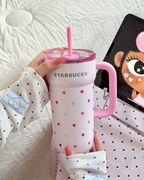 STARBUCKS 星巴克 星動告白系列 不鏽鋼吸管杯 粉色 愛心 禮盒 670ml