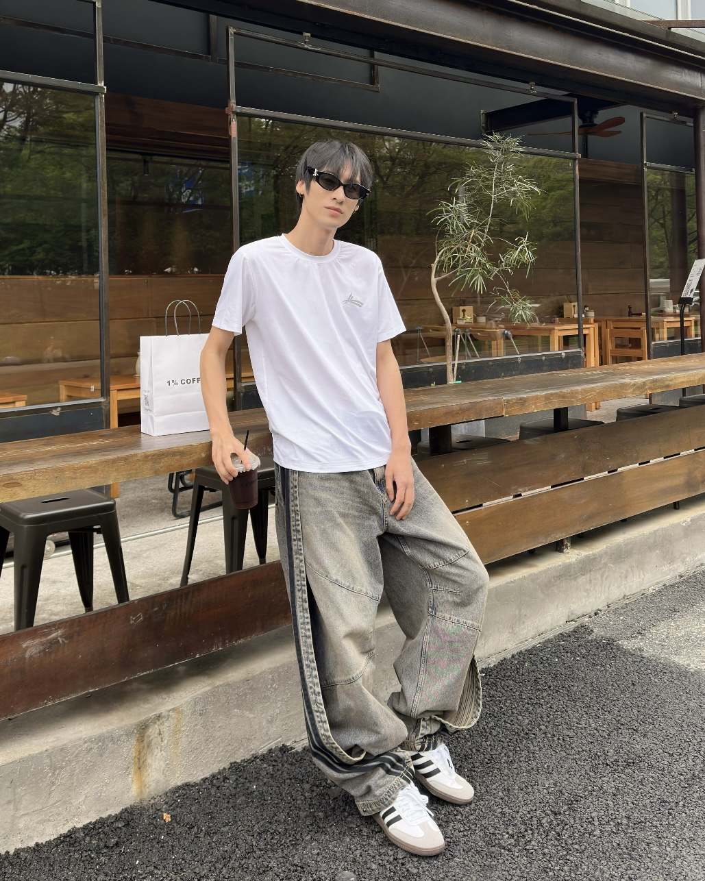 ADIDAS ADILENIUM 5.0 丹寧長褒 鈕扣 寬鬆 牛仔褒 淺藍KY5188 炭灰KY5189