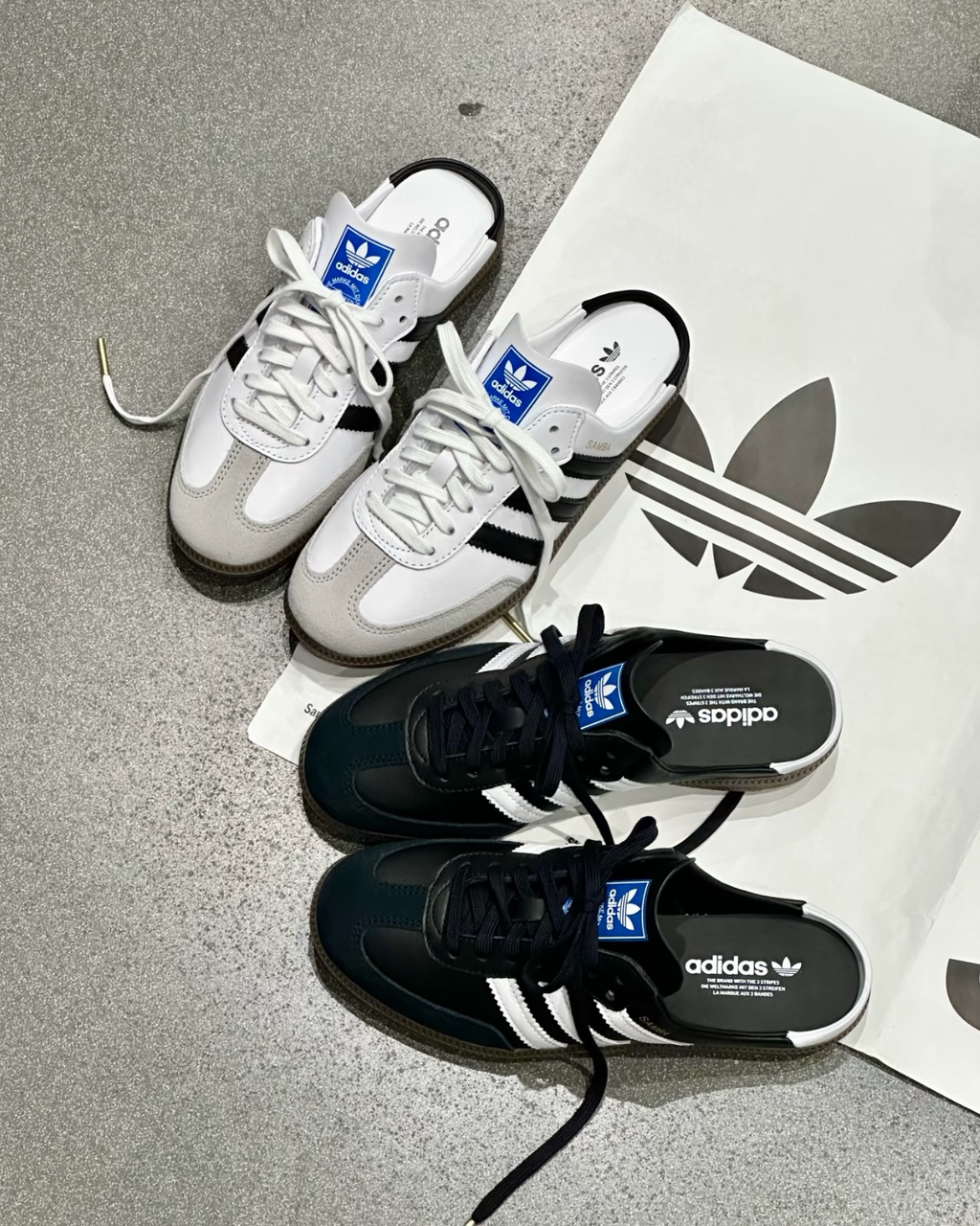 Adidas Samba OG Mule 經典麼皮焦糖底穆勒鞋半拖懶人鞋白色黑色 LB3814 LB3815