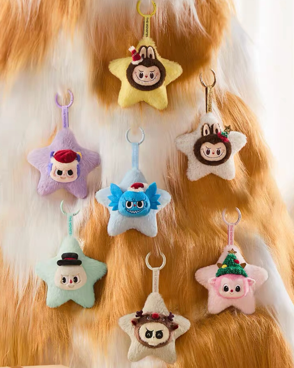 POP MART 泡泡瑪特 The Monsters LABUBU 閃閃毛絨鑰匙圈 盲盒 聖誕節 發光 吊飾