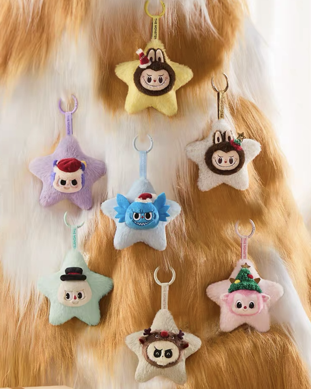 POP MART 泡泡瑪特 The Monsters LABUBU 閃閃毛絨鑰匙圈 盲盒 聖誕節 發光 吊飾