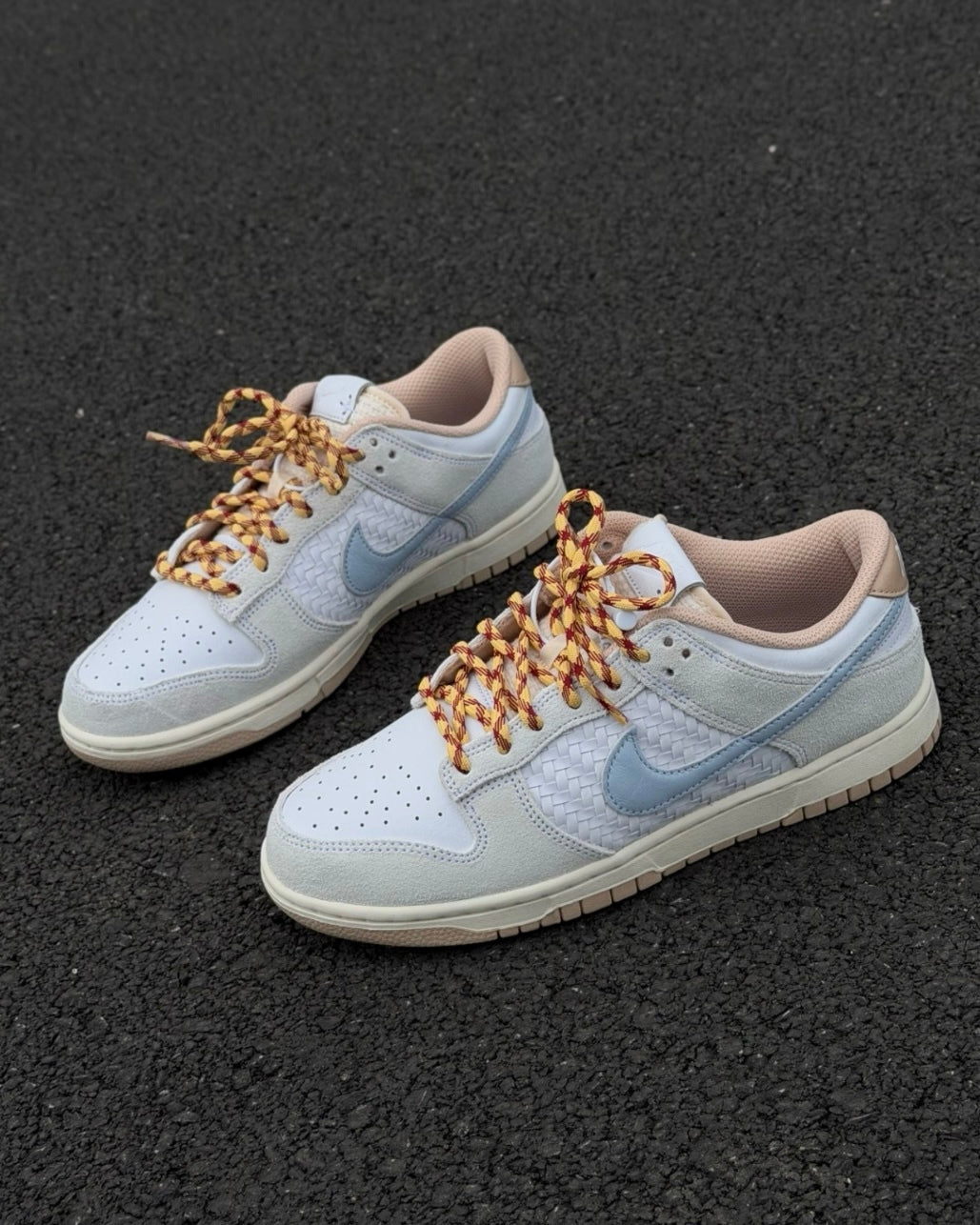 NIKE DUNK LOW RETRO SE STYLE 米白藍 編織 麻皮 皮革 男鞋 IW2016-141