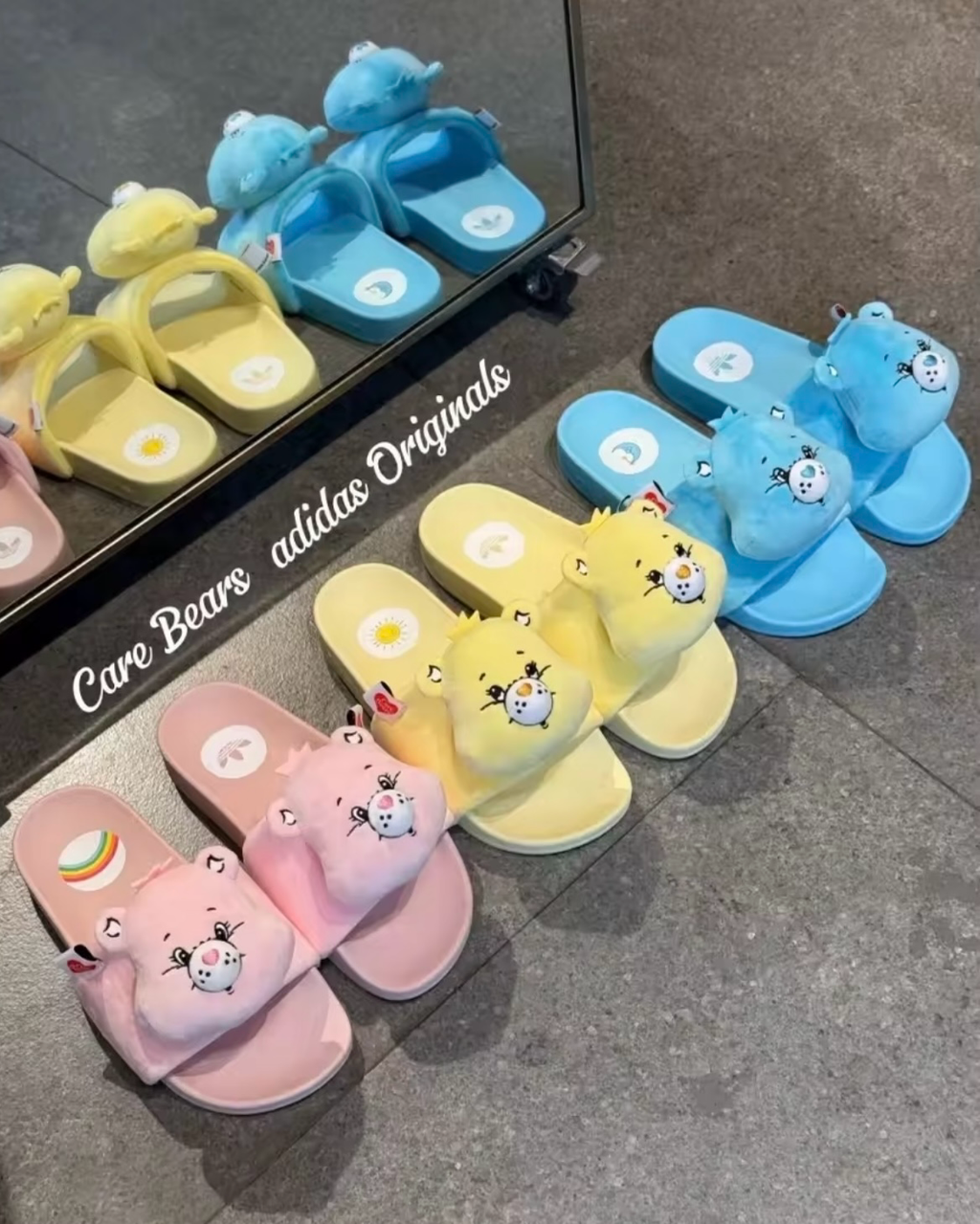 ADIDAS x CARE BEARS Adilette 彩虹熊聯名毛絨拖鞋睡覺熊陽光熊樂觀熊