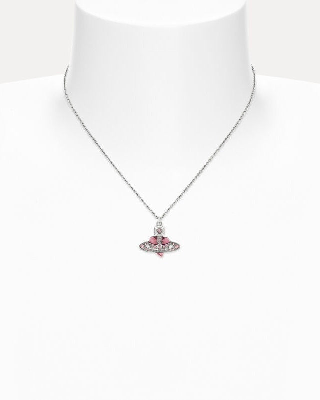 Vivienne Westwood New Diamante Heart 不對稱心型粉色水晶項鎍西太后薇薇安