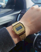 CASIO 卡西歐 VINTAGE A168 金色復古數位多功能防水可調式錶帶手錶小方錶