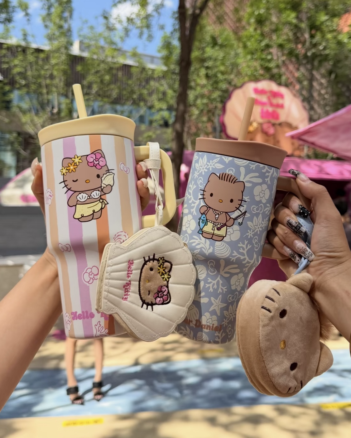 HELLO KITTY x TBH 夏日冒險島系列豹紋黑皮不鏽鋼吸管杯雙飲杯SANRIO三麗鷗共4款