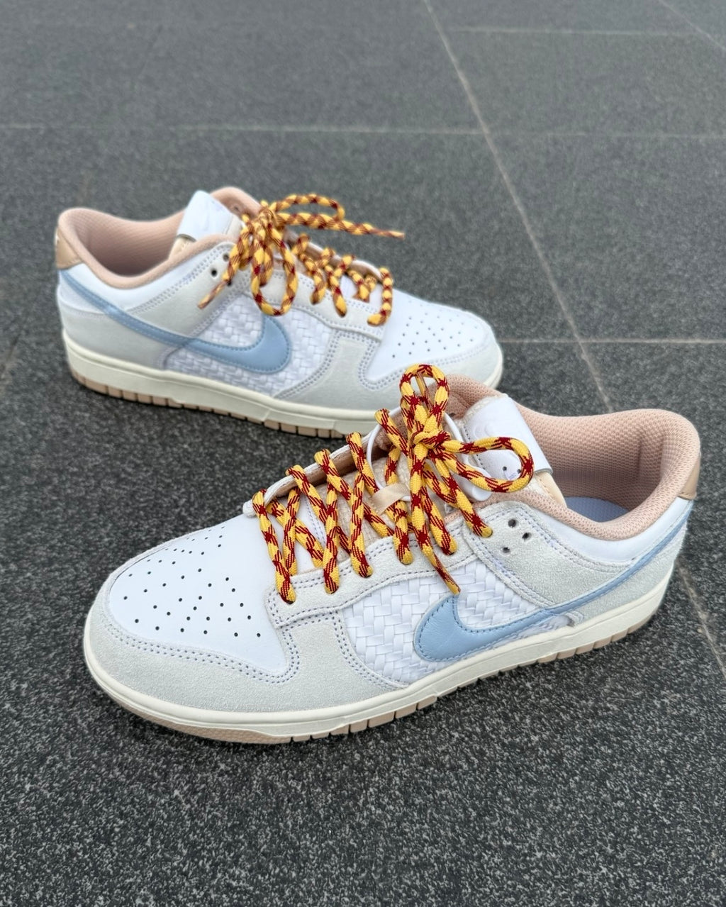 NIKE DUNK LOW RETRO SE STYLE 米白藍 編織 麻皮 皮革 男鞋 IW2016-141