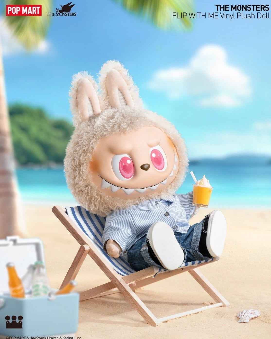 POP MART 泡泡瑪特 THE MONSTERS LABUBU FLIP WITH ME 搪膠 公仔 40CM 夏日浪