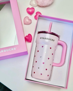 STARBUCKS 星巴克 星動告白系列 不鏽鋼吸管杯 粉色 愛心 禮盒 670ml