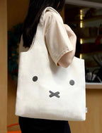正版授權MIFFY 刺繡 大臉米菲 帆布 白色 托特包