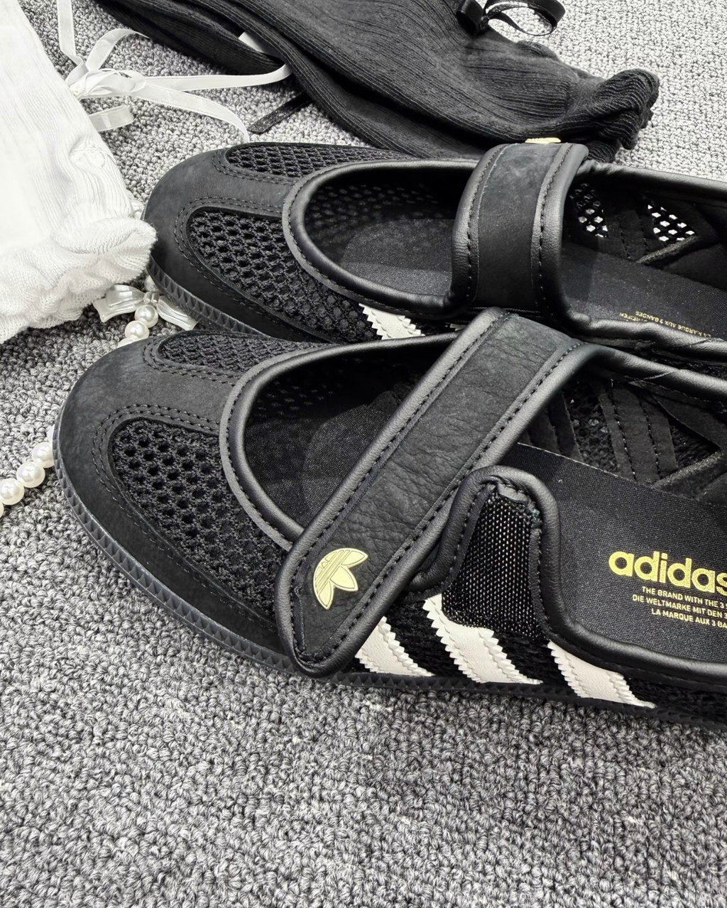 ADIDAS SAMBA JANE 黑白 黑色 網面 透氣 金標 復古 瑪莉珍鞋 女鞋 LA6830
