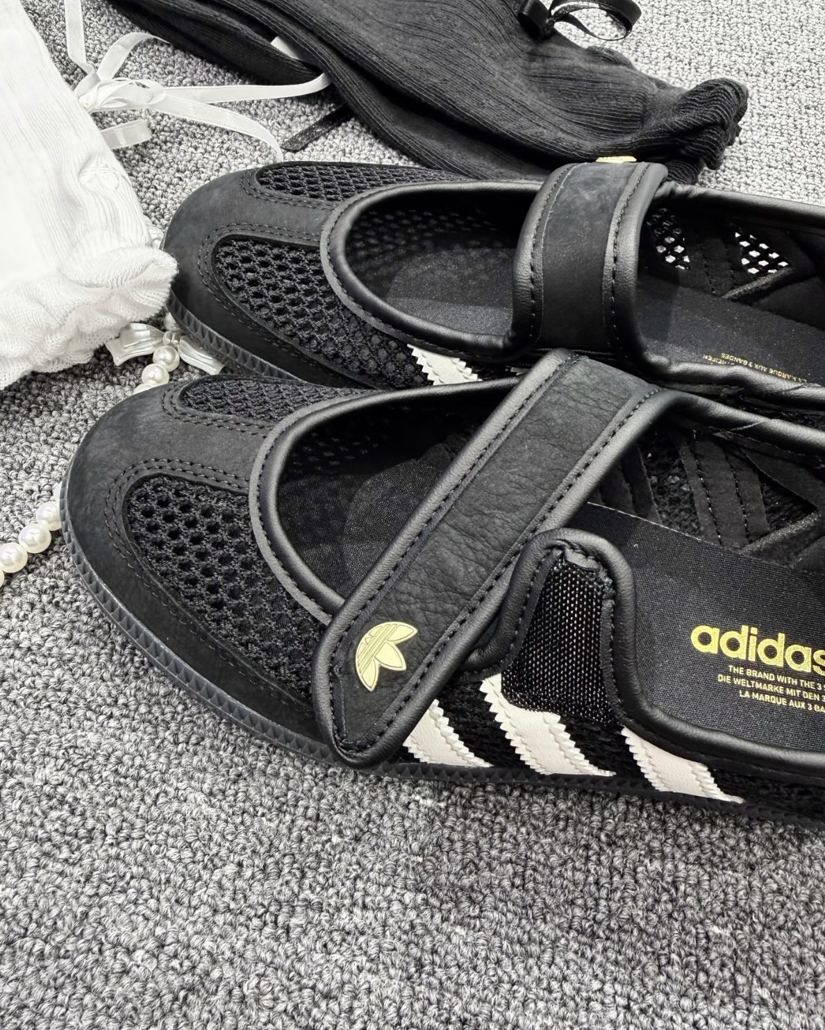 ADIDAS SAMBA JANE 黑白 黑色 網面 透氣 金標 復古 瑪莉珍鞋 女鞋 LA6830