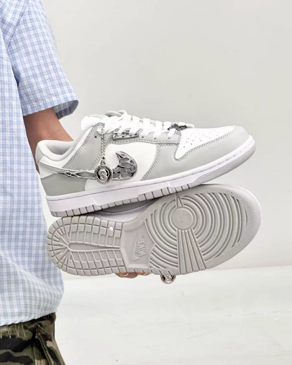 【訂製款】NIKE DUNK LOW 灰白 液態銀 金屬 低筒 男女鞋