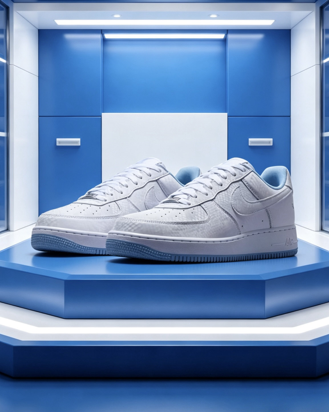Nike x Kobe Bryant AF1 淺藍白 蛇麟 刺繡 科比 曼巴 低筒休閑鞋 IB0018-103