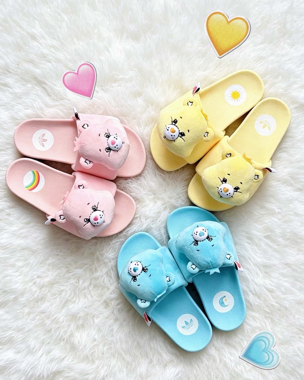 ADIDAS x CARE BEARS Adilette 彩虹熊聯名毛絨拖鞋睡覺熊陽光熊樂觀熊