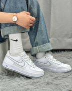 NIKE AIR FORCE 1 LOW GS 白灰 滾邊 低筒休閑鞋 大童鞋 女鞋 DX5805-100
