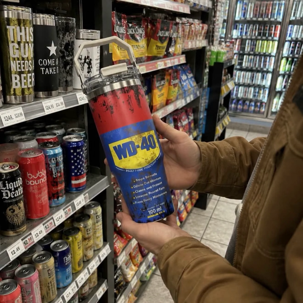 WD-40造型 作舊 手提保溫杯 雙飲杯 不锈鋼 850ml