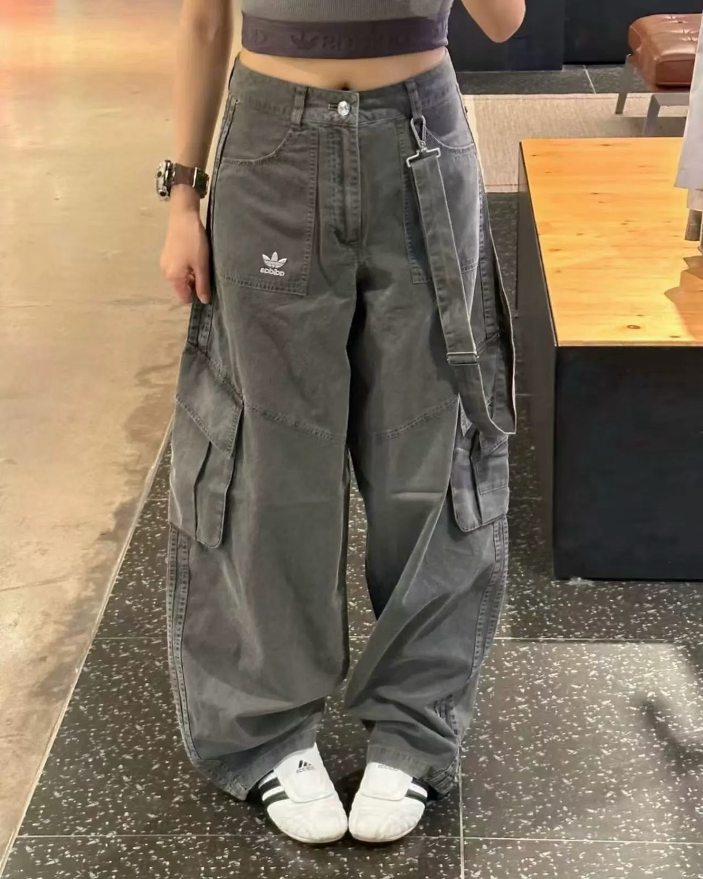 ADIDAS ORIGINALS CURVED TROUSERS 炭灰 闊腿褒 寬鬆 彎刀褒 KH1180