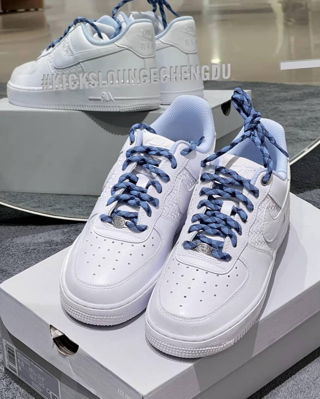 NIKE AIR FORCE 1 '07 LV8 白藍 編織 格子 休閒鞋 男鞋 IW1892-111
