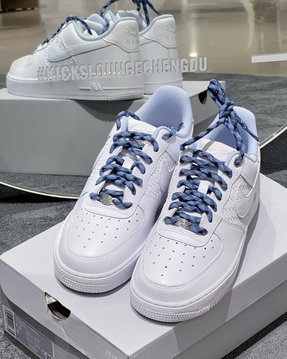 NIKE AIR FORCE 1 '07 LV8 白藍 編織 格子 休閒鞋 男鞋 IW1892-111