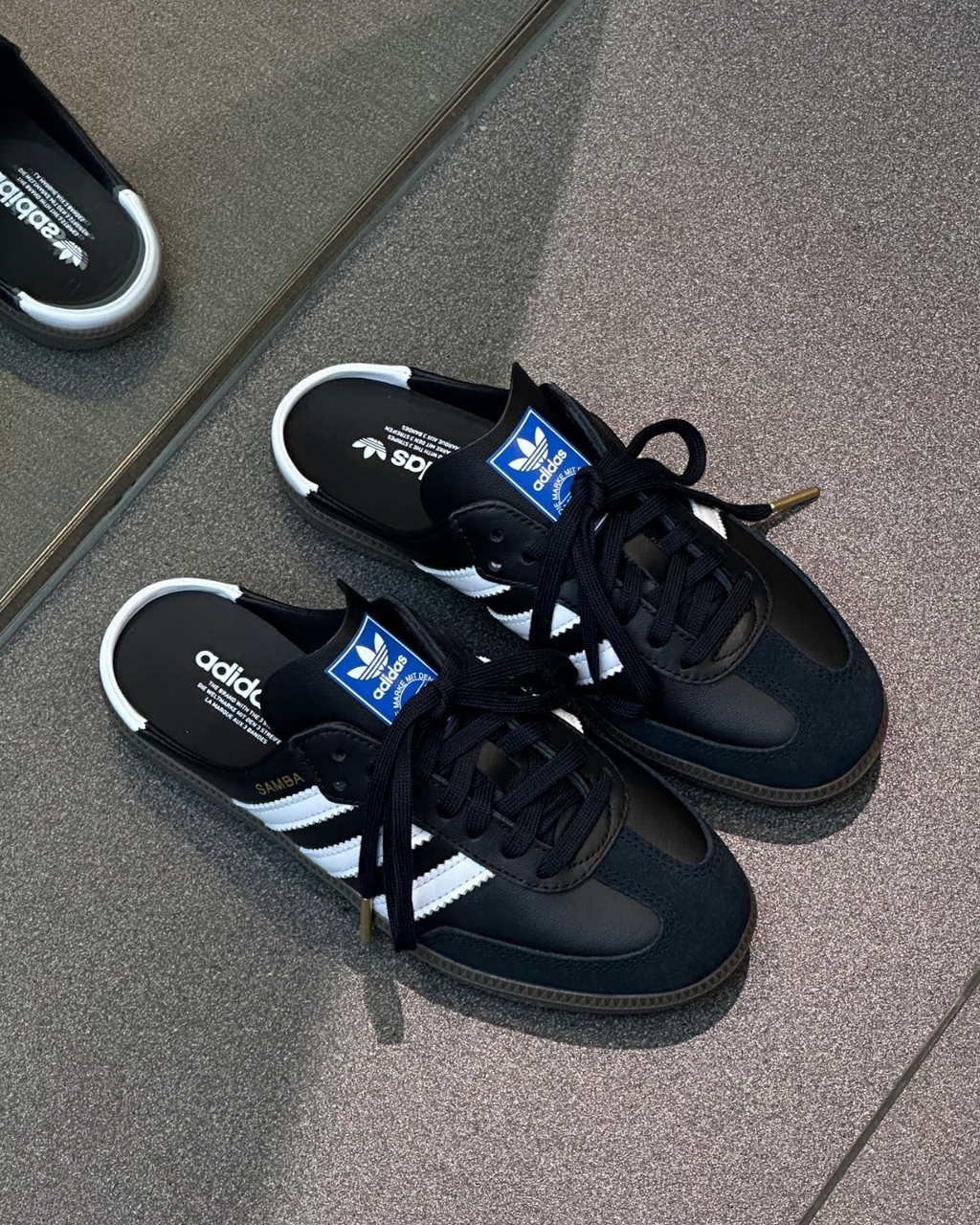 Adidas Samba OG Mule 經典麼皮焦糖底穆勒鞋半拖懶人鞋白色黑色 LB3814 LB3815