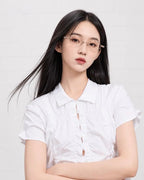 CHARLES & KEITH 小CK 蝴蝶結 粉水晶 折疊式 銀框 眼鏡 銀色