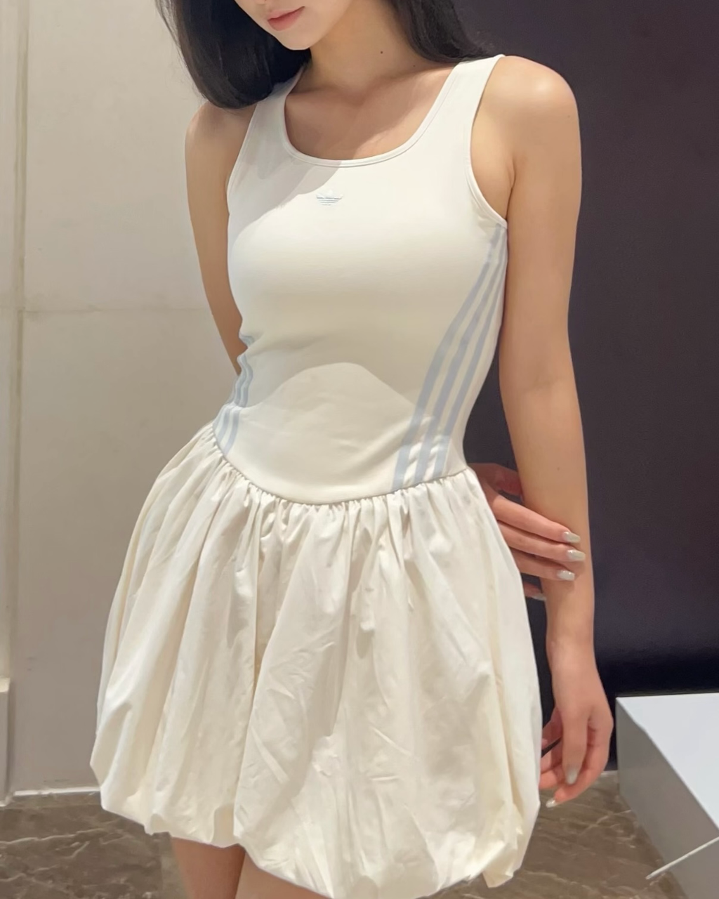 ADIDAS ORIGINALS 泡泡連身裙 洋裝 背心 修身 黑色KE5074 白色KE5075
