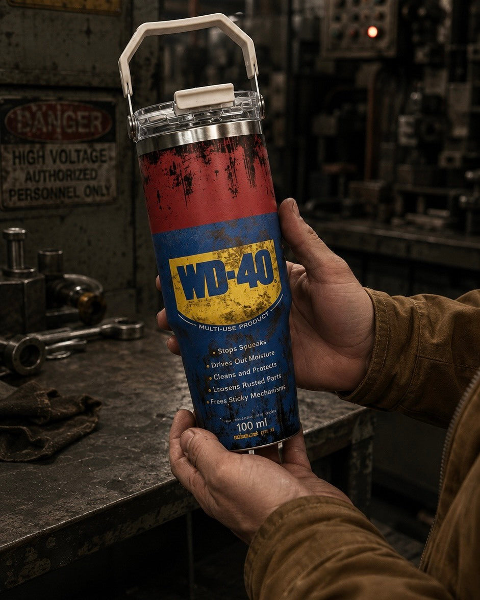 WD-40造型 作舊 手提保溫杯 雙飲杯 不锈鋼 850ml