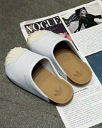 Adidas Original Adimule 白色 貝殼頭 皮革 勃肯鞋 拖鞋 懶人鞋 包頭鞋 LC0412