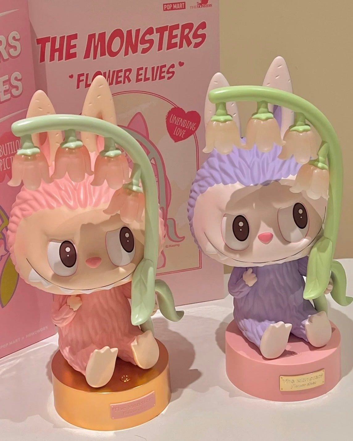 The Monsters LABUBU 風鈴花 小夜燈 泡泡瑪特 紫色 粉色