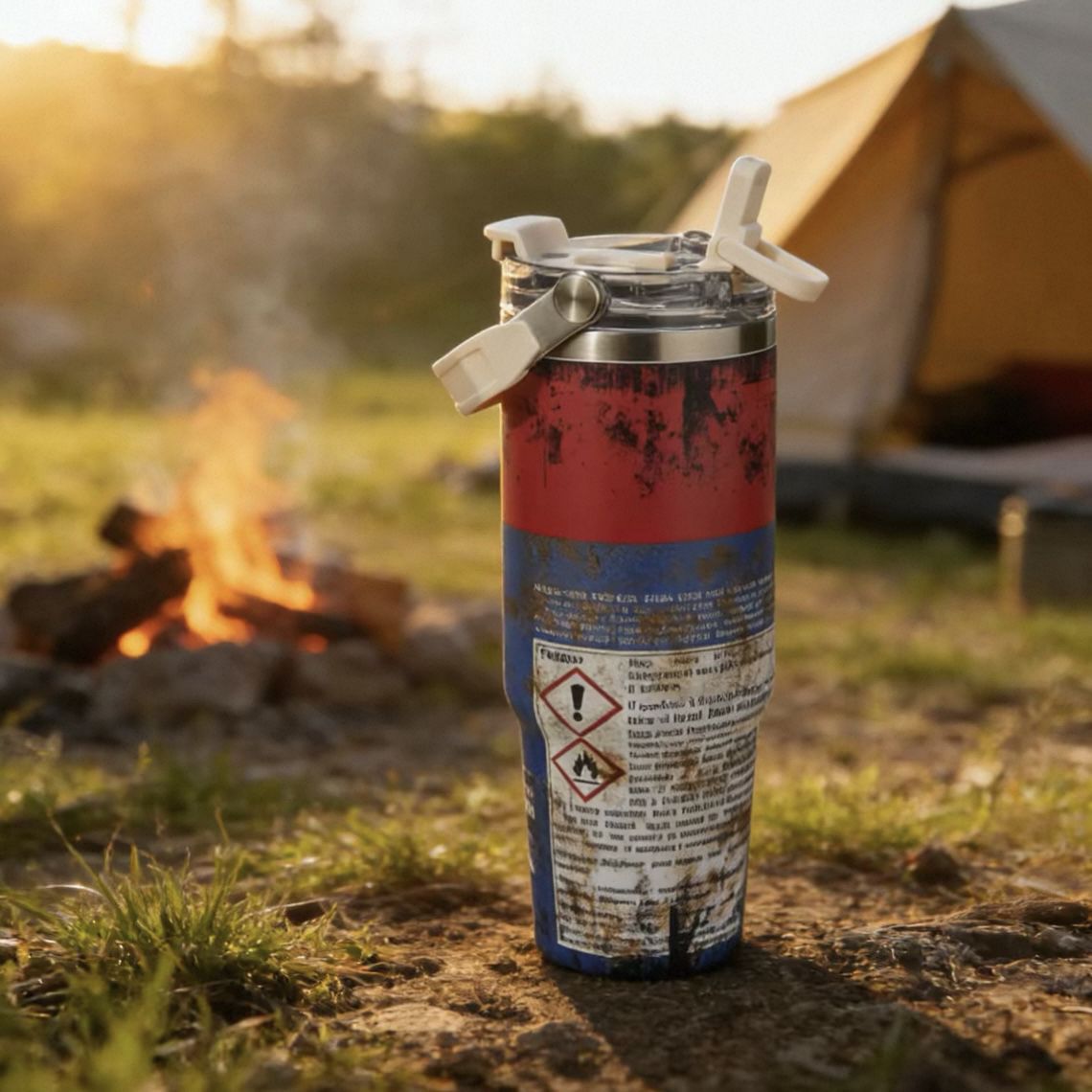 WD-40造型 作舊 手提保溫杯 雙飲杯 不锈鋼 850ml