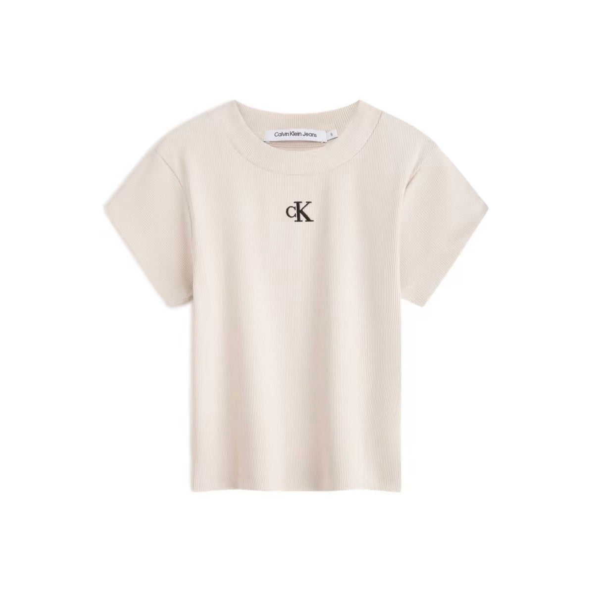 CALVIN KLEIN 刺繡螺紋 CK 短版 短袖 短Tee 上衣 ZW02588