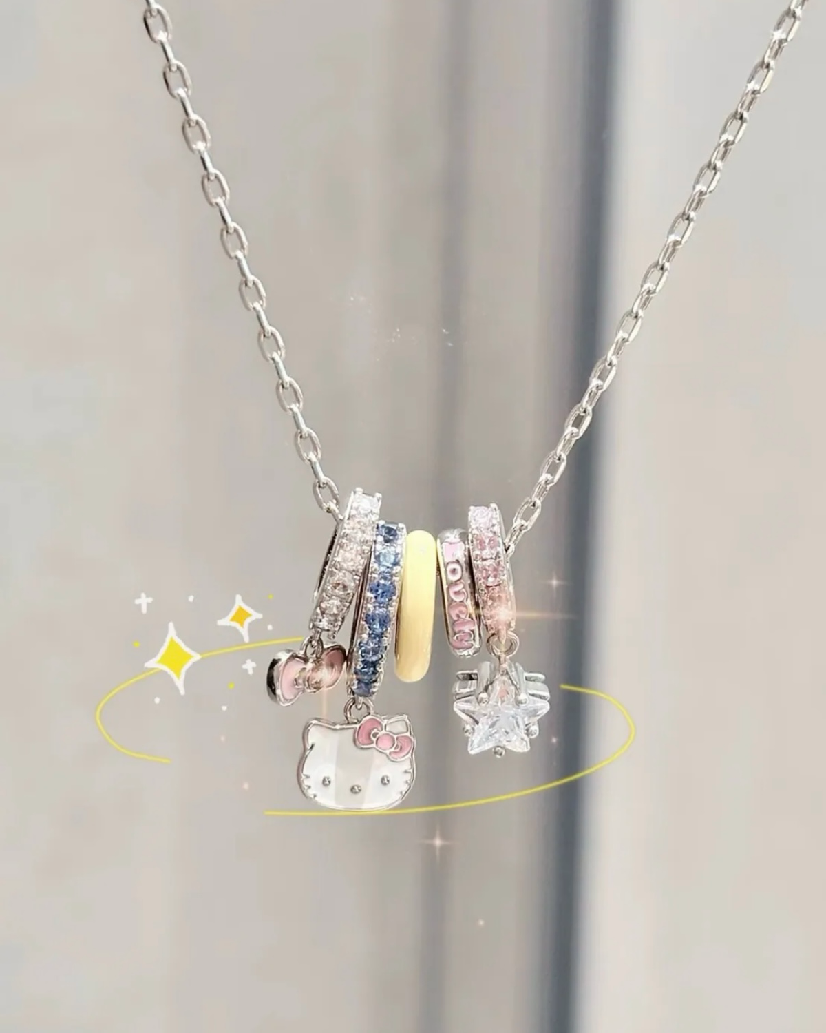 正版授權 SANRIO HELLO KITTY 多巴胺色系 925銀 項鏈 三麗鷗