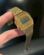CASIO 卡西歐 VINTAGE A168 金色復古數位多功能防水可調式錶帶手錶小方錶