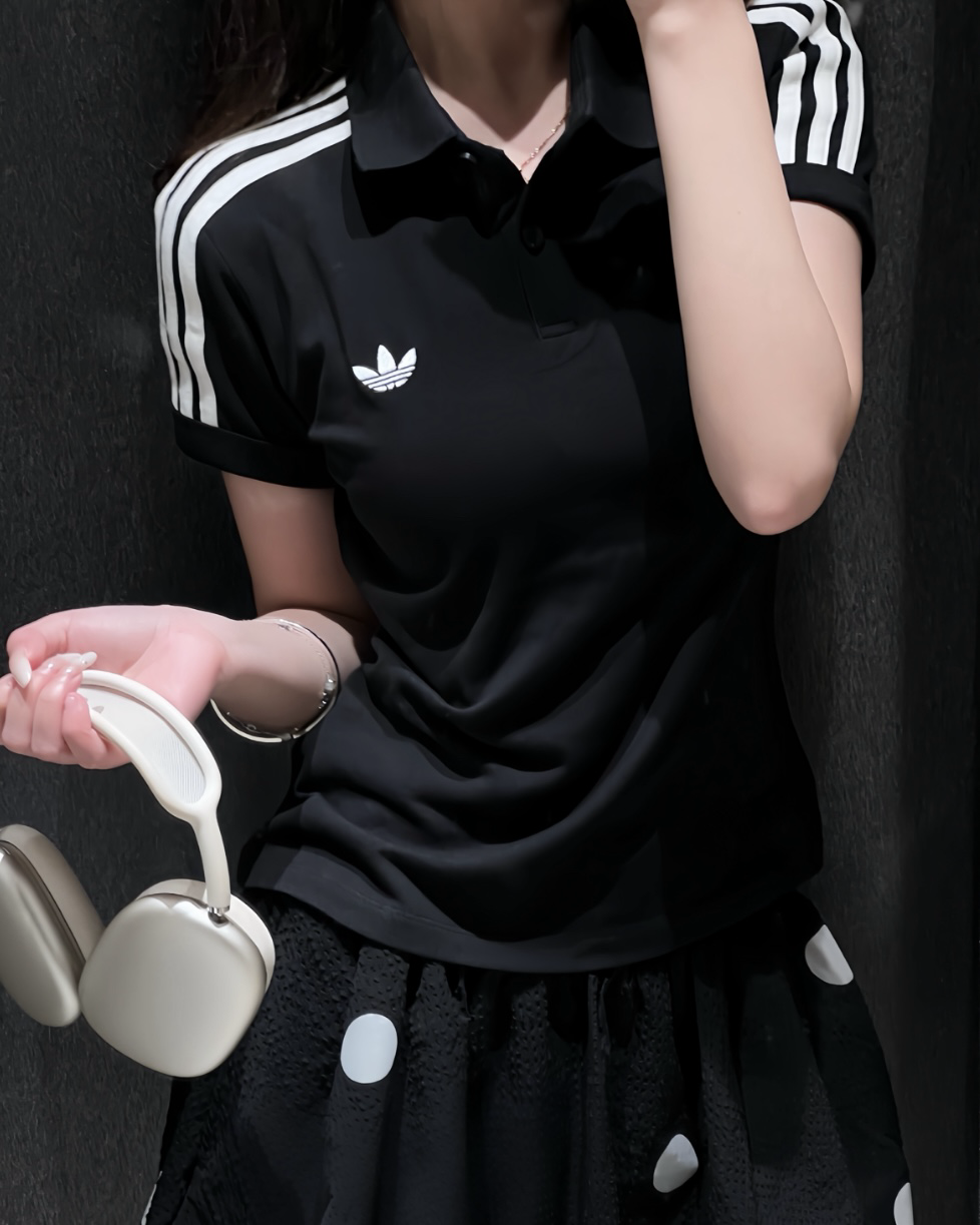 ADIDAS ORIGINALS 黑色 POLO衫 三線 修身 短TEE 短袖 上衣 KD7974
