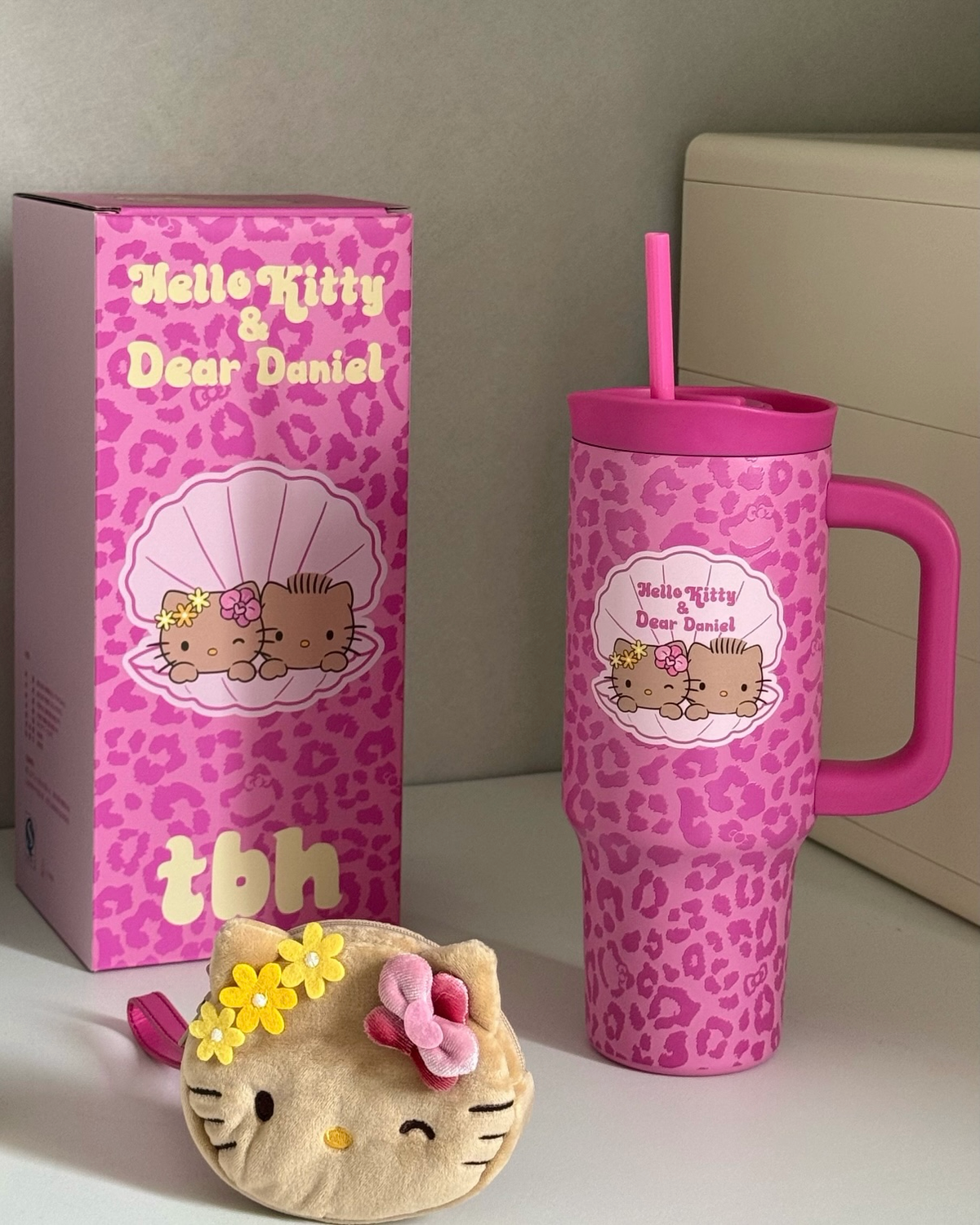 HELLO KITTY x TBH 夏日冒險島系列豹紋黑皮不鏽鋼吸管杯雙飲杯SANRIO三麗鷗共4款