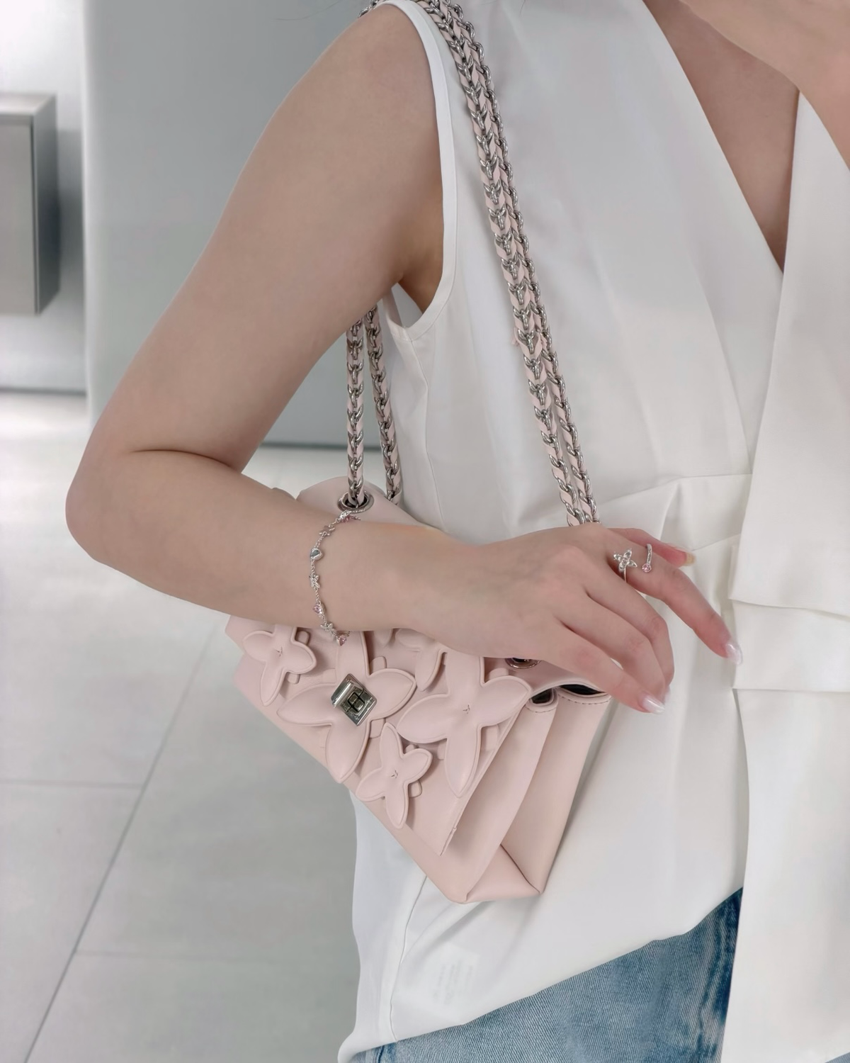 CHARLES & KEITH 小CK 七夕限定禮盒粉色花朵包肩背包手鏈戒指 CK17-20271828-A