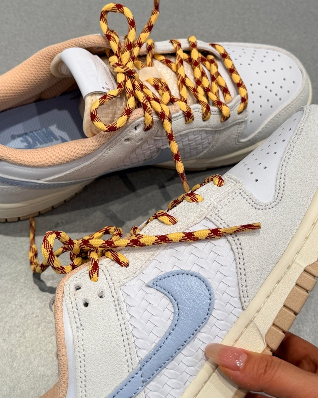 NIKE DUNK LOW RETRO SE STYLE 米白藍 編織 麻皮 皮革 男鞋 IW2016-141