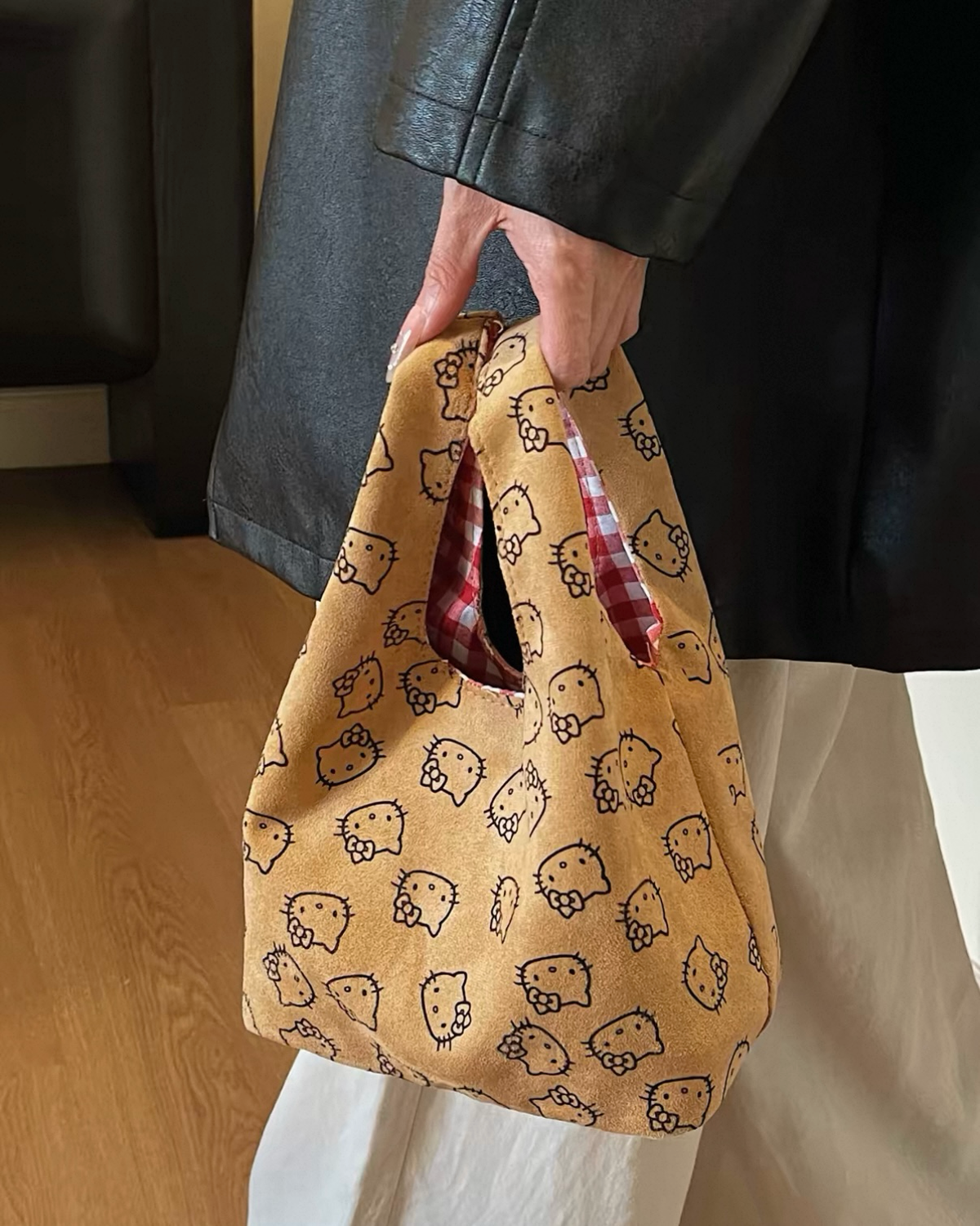 正版授權SANRIO HELLO KITTY 麂皮 手提包 豹紋 三麗鷗 凱蒂貓