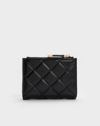 CHARLES & KEITH 小CK Alva 菱格紋 綎縫 拉鏈 短夾 錢包 CK6-10770729